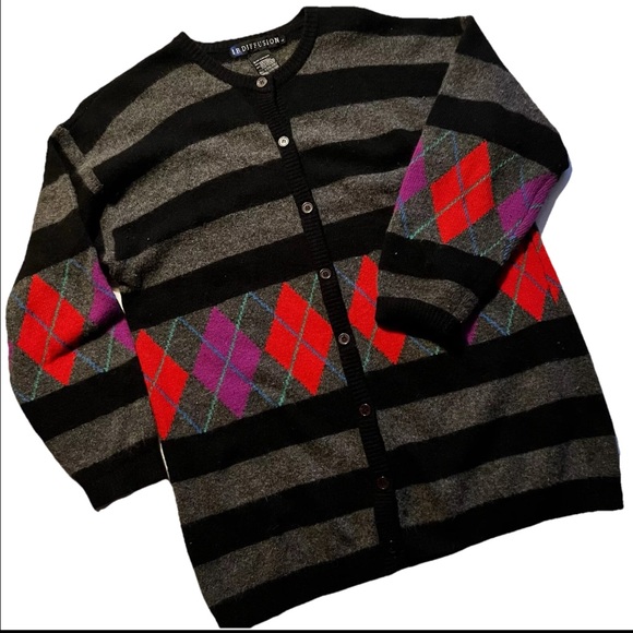 Vintage Lambswool Angora Cardigan Sweater Size Large - Picture 1 of 16